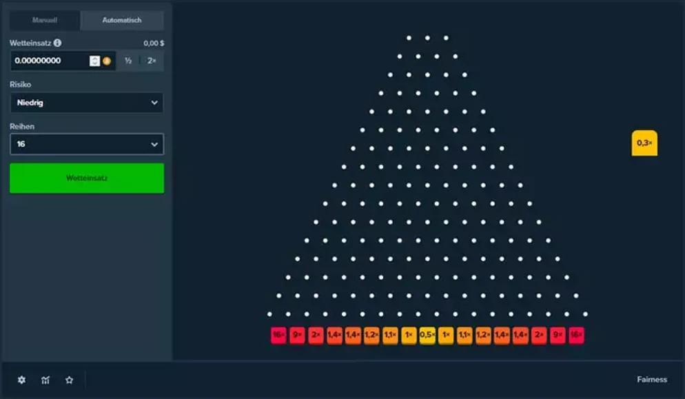 Grafico varianza Plinko nel tempo con comparazione tre livelli rischio
